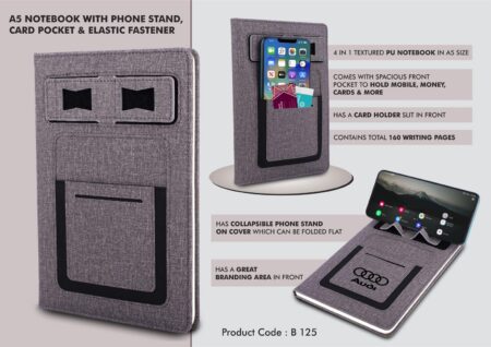 A5 notebook with Phone stand